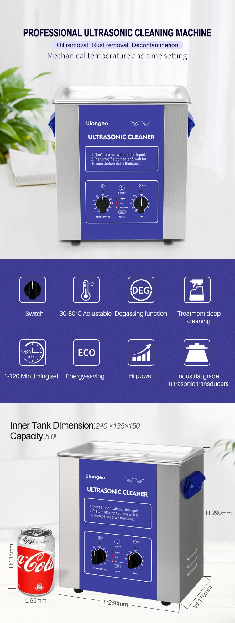 5 Liter Mechanical Ultrasonic Cleaner For Lab 5 Liter Mechanical Ultrasonic Cleaner For Lab